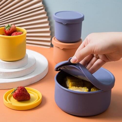 1 Pcs Portable Lunch Container Leak-Proof Silicone Heat Resistant Bento Lunch Box Safe Food Storage Containers for Home