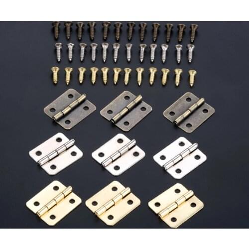10Pcs 16*18mm Iron Cabinet Door Luggage Mini Hinge 4 Holes Decor Furniture Decoration Antique Vintage Round Corner Hinges