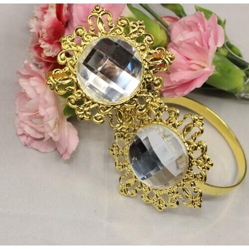 2018 Christmas Napkin Rings Hot 12pcs/set Gold Acrylic Rhinestone Napkin Rings Rack And Wedding Decoration To The Hotel Ring