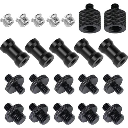 22 Pcs Camera Screw Adapter 1/4 to 1/4 and 1/4 to 3/8 Tripod Mount Converter Set for Camera Mount, Monopod, Ballhead, Flash Ligh