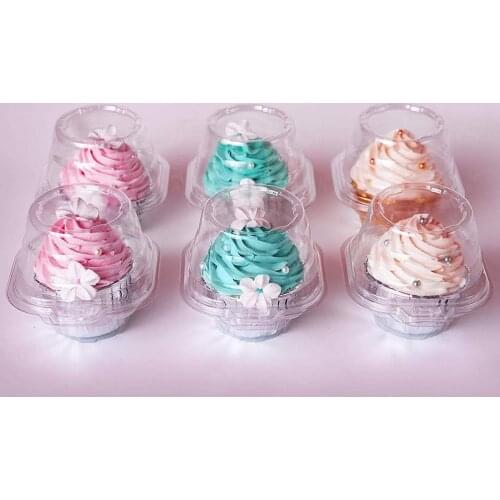 50 Pcs Transparent Cake Box Cupcake Packing Box Plastic Food Storage Container