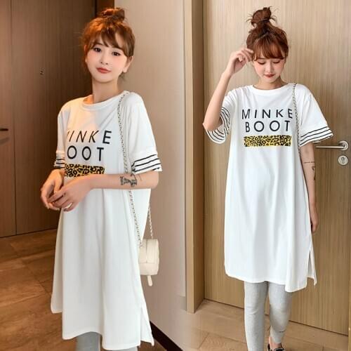 9662# Maternity Clothes Summer Short Sleeve Easy Matching Loose Letter Printing Dress for Pregnant Women Mom Dress