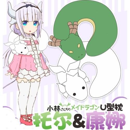 Anime Miss Kobayashis Dragon Maid Tohru Kanna Kamui U Neck Pillow Toys Doll Stuffed Toy Soft Cushion Plush #8312 Children Gift