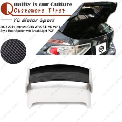 Car Accessories Carbon Fiber & FRP Rear Spoiler with Break Light Fit For 2008-2014 GRB WRX STI S Ver.1 Style Trunk Wing