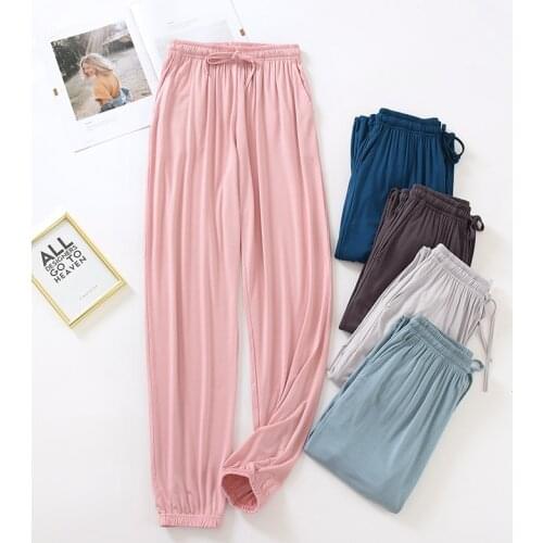Japanese new style home service ladies pants spring and summer thin modal loose large size solid color home pants women bottoms