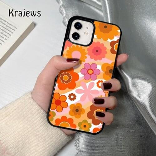 Krajews Groovy Flower coque Phone Case for iPhone 12 mini 5 6S 7 8 PLUS X XS XR 11 PRO MAX SE 2020 Back Cover Funda Shell