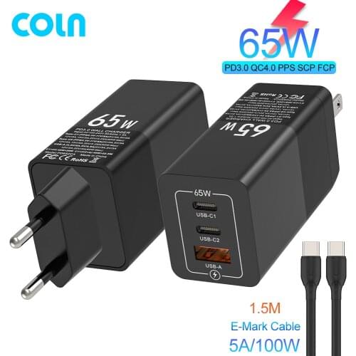 PD65W GaN USB 3port Fast Charger Type C QC4.0 3.0 45W/20W Quick Charger Adapterfor MacBook Samsung iPhone Air iPad Huawei Xiaomi