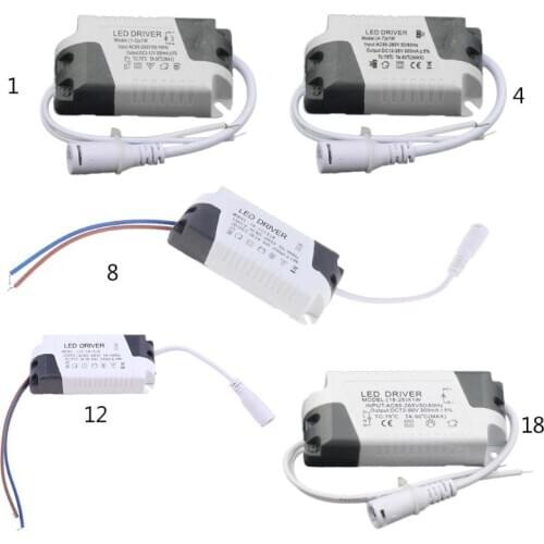 LED Light Driver AC 85-265V 1-3W/4-7W/8-12W/12-18W/18-25W Light Transformer Power Supply Adapter