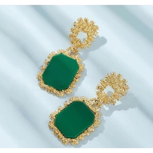 Two Tone Geometric Drop Earrings for Women Square Emo Clothes Party Fashion Jewelry Dangle Earrings Aretes De Mujer Modernos