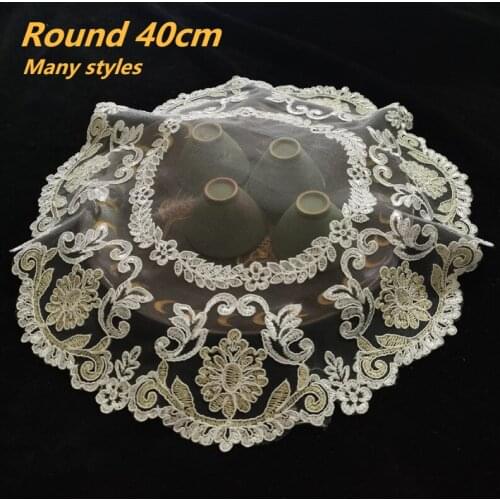 European-style Luxury Embroidered Round Lace Placemat Table Mat Coaster Fruit Snack Tea Set Dust-proof Decorative Cover Cloth