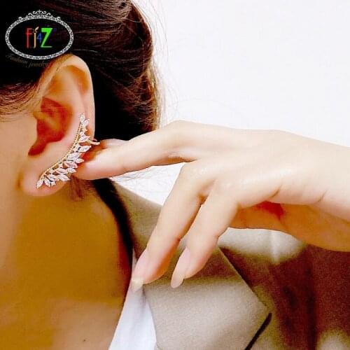 F.J4Z 1PC 2021 Trend Ear Cuffs for Women Fashion Cubic Zirconia Cuff Earrings Piercing Durable Color Lady Anniversary Gifts