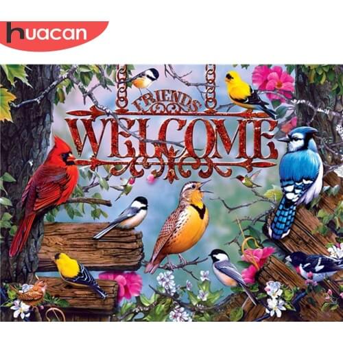 HUACAN Full Drill Square Diamond Painting Bird Needlework 5D DIY Diamond Embroidery Animal Cross Stitch Sale Home Decoration