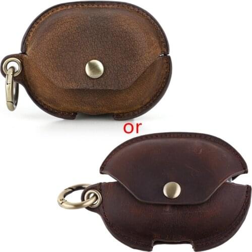 Wear-resistant PU Leather Case Portable Protective Cover Pouch with Keychain for Hua-wei Freebuds Pro Earphones