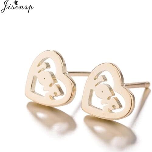 Jisensp Simple Design Classic Hollow Heart Stud Earrings for Women Stainless Steel Letter L O V E Piercing Earring Gifts Bijoux