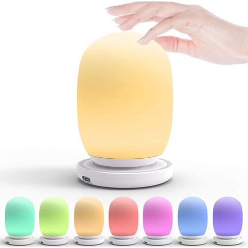 Contact Night Light, RGB Color Changing and Dimmable Warm White Bedside LED Lamp, Rechargeable & Timer Setting Baby