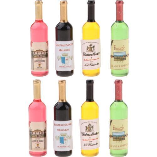 Pack of 8 Dollhouse Miniature Wine Bottle Wine Bottles Model for 1:12 scale