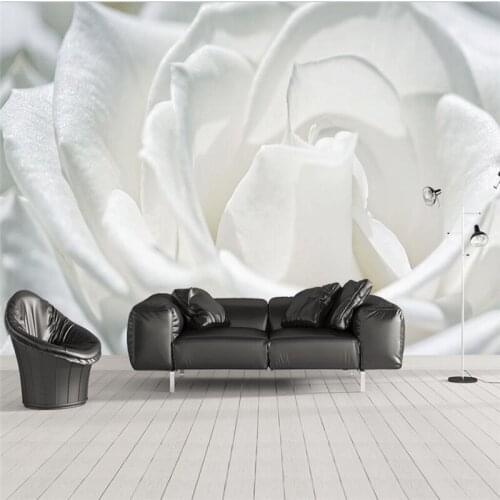 Custom wallpaper modern minimalist hand-painted mural 3D stereo white rose petals background wall living room bedroom decoration