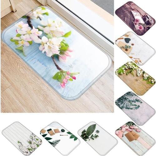 Flower Leaves Plant Pattern Non-Slip Rug Door Mat Kitchen Bathroom Floor Carpet Non-Slip Rug Door Mat Floor Carpet Mat Carpet Ma