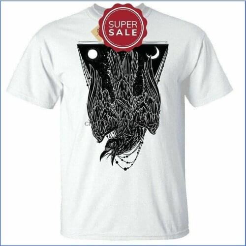 NEW CROW T-SHIRT MENS RAVEN GOTHIC NIGHT STARS MOON