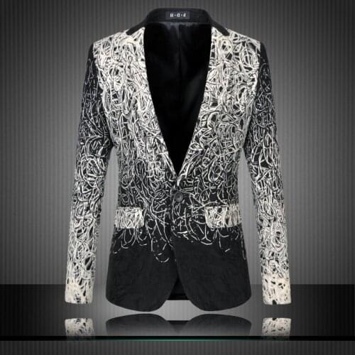 New style Men Individuality Series Slim Suit Casual Men suit White And Black Men Jacket Designer Men Coat In Stock Free Shipping