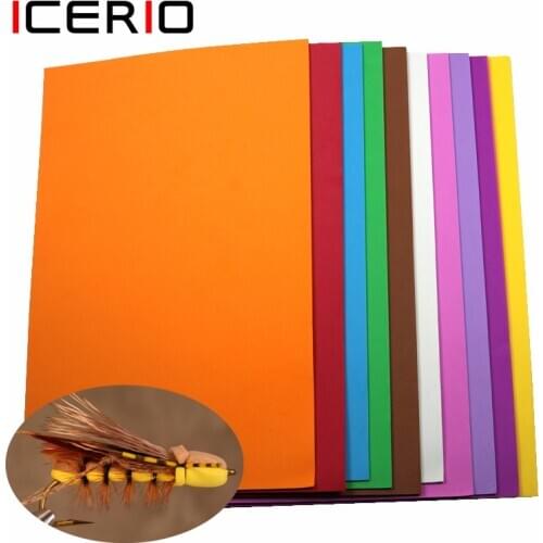 ICERIO 10 Colors 2mm EVA Foam Paper Ant Grass Hopper Beetle Caddis Fly Tying Material Flies Foam Sheet