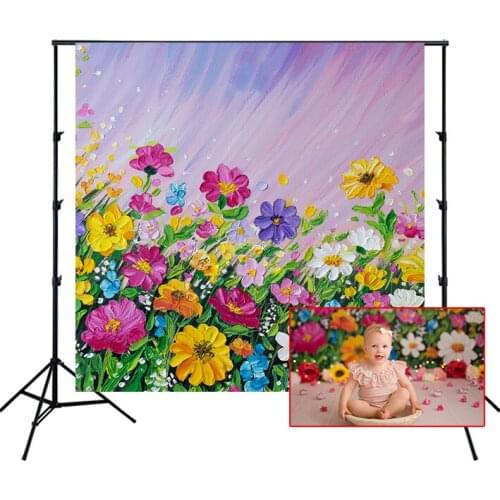 Landscape Daisy Flowers Backdrops Oil Painting Spring Photography Background Newborn Kids Photo Studio Props Poster Wallpaper