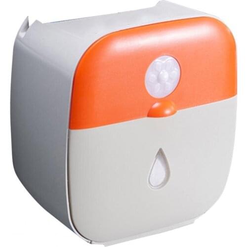 Practical Tissue Box Self Adhesive Wall Mounted Tissue Dispenser USB Power LED Light Waterproof Tissue Storage Box for Bathroom