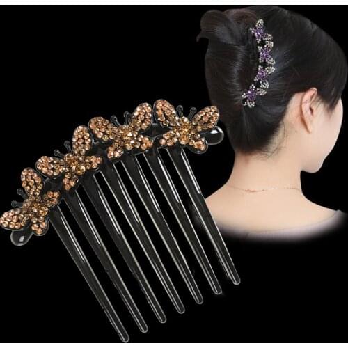 Crystal Rhinestones Flower Hair Combs Clip Vintage Hairpins Bridal Wedding Headdress Women Hair Accessories Disk Headwear