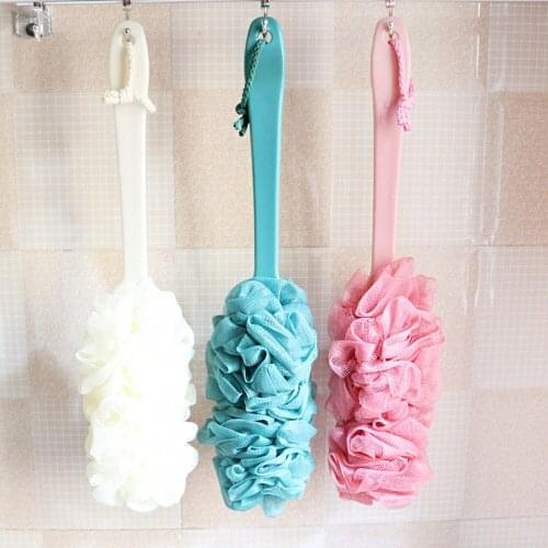 Bath Brush New Long Handle Hanging Soft Mesh Back Body Bath Shower Scrubber Brush Sponge Back Brush Spa Scrubber Soap #45
