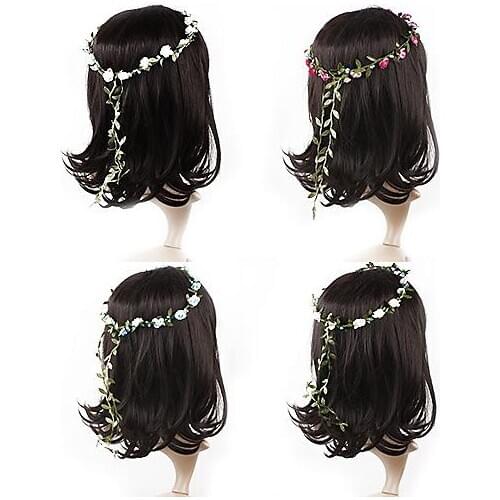 Style Girl Flower Bride Wedding Forehead Hair Wreath Head Band Garland Bright color beautiful flower hair wreath hair accessory