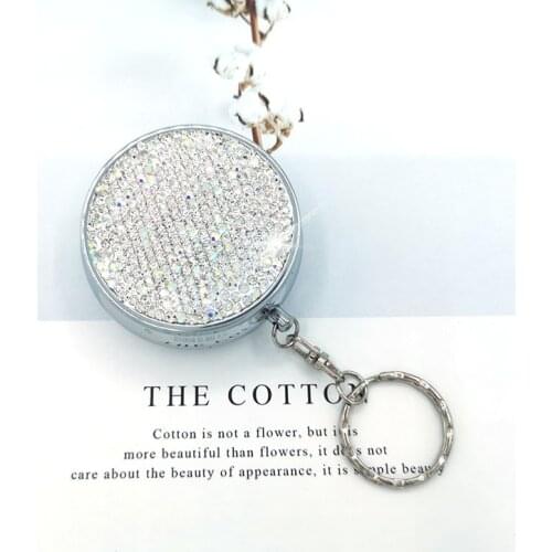 Sparkling Portable Ashtray Outdoor Ash Tray Cute with Keychain Stainless Steel Pill Box Diamond Smoking Tray Gifts for Boyfriend