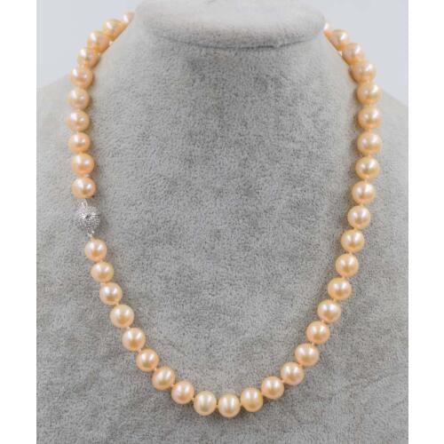 Wow! one set freshwater pearl necklace bracelet near round AA 9-10mm pink purple 18" nature FPPJ wholesale beads