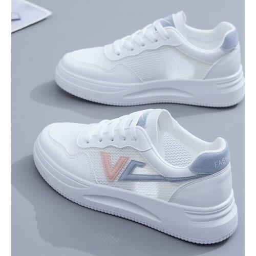 2021 Womens Shoes with Mesh 2021 Summer New Versatile Hollow Out Breathable Single Mesh Sports Board Shoes Net Shoes