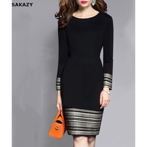 Dresses For Women 2021 Elegant Bodycon Dress Autumn A-line Party Dress Vintage O-neck Long Sleeve Patchwork Sexy Party Dress