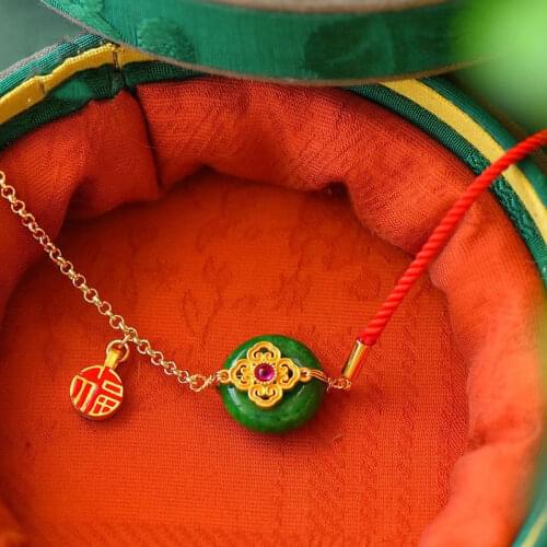 Inspired design inlaid zircon natural Hetian jade ring new bracelet exquisite light luxury ladies silver jewelry