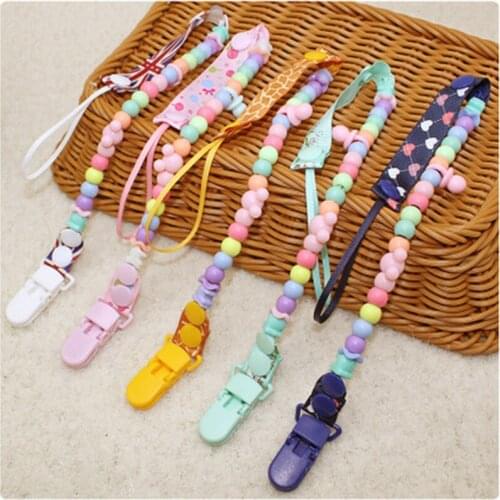 1pc Baby Silicone Pacifier Chains Rainbow Cartoon Teething Chain Baby Teether Soother Chew Dummy Clips Nipple Holder