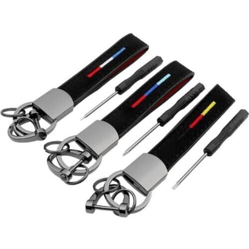 10pcs Hand Woven Leather Horseshoe Buckle Car Keychain Keyring Retro Auto Car Key Rings Holder For Audi BMW Benz Mazda Toyota