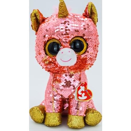 15CM Ty Flippables Plush Animal Doll Sunset The Coral Sequined Unicorn Collection Childrens Toy Birthday Christmas Gift