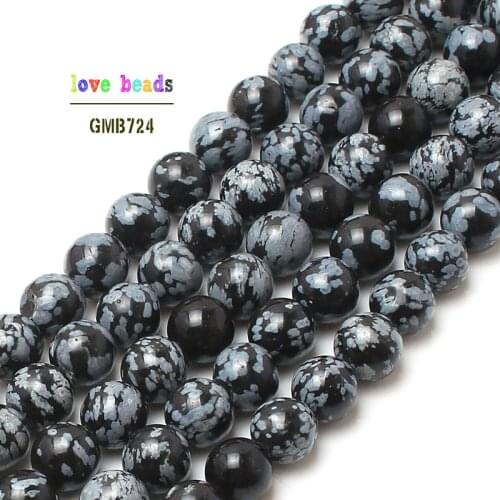 Wholesale Natural Stone Beads Snow Flake Jaspers Stone Round Loose Beads For Jewelry Making 15.5inch Pick 4/6/8/10/12 mm -F00076