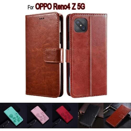 Flip Cover For OPPO Reno 4Z 5G Case Phone Protective Shell Funda On OPPO Reno4 Z CPH2065 Leather Hoesje Etui Book Capa Bag Cases