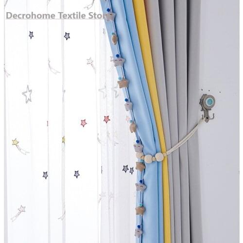 Black Bear Star Childrens Room Cartoon Bedroom Childrens Theme Room Curtains for Boys Bedroom Kid Curtains for Bedroom