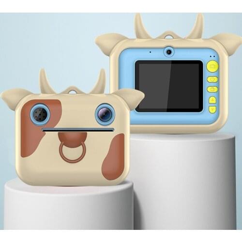 Kids Instant Print Camera Toy Children Cartoon Selfie Digital Camera with Print Paper 2.0 Inch IPS Screen Toddler Video #R50