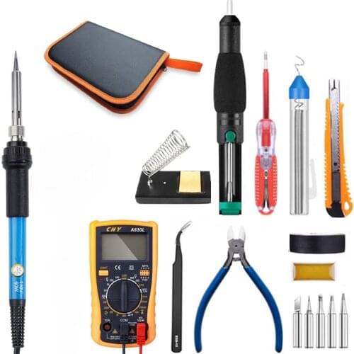 Temperature Electric Soldering Iron Kit 110V 220V 60W Soldering Iron kit With Multimeter Desoldeirng Pump Welding Tool