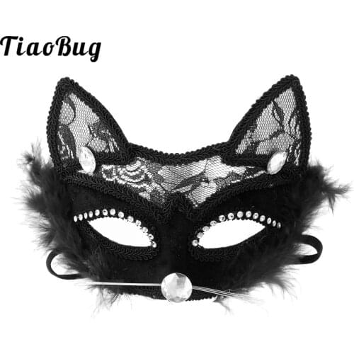 Cat Lace Eye Mask Glitter for Halloween Party Masquerade Costume Cosplay Party