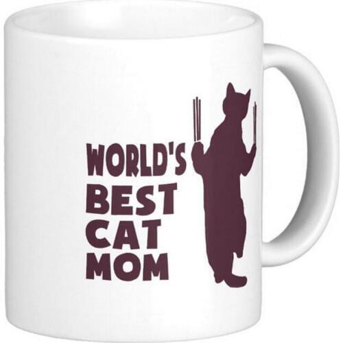 Worlds Best Cat Mom Purple Classic White Coffee Mugs Tea Mug Customize Gift By LVSURE Ceramic Mug Travel Coffee Mugs