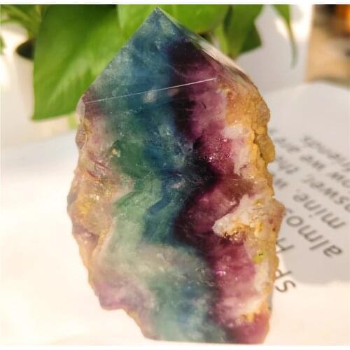 Natural Rough Rock Fluorite Crystal Cut Slab Handicraft Chakras Healing Stones Home Decor Modern