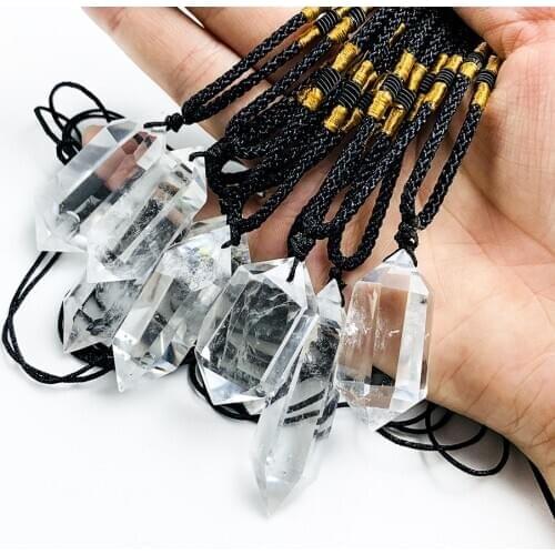 Natural Clear Quartz Crystal Pendulum Pendant Necklace Crystal Pillar Jewelry Chakra Healing Energy Crystals Stone Gifts