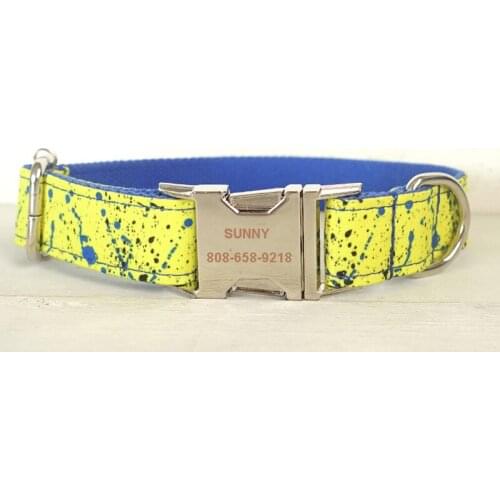 Dog Collar with Bow Tie Adjustable Training Dog Necklace and Dog Leash Luxury Gift Free Engraving