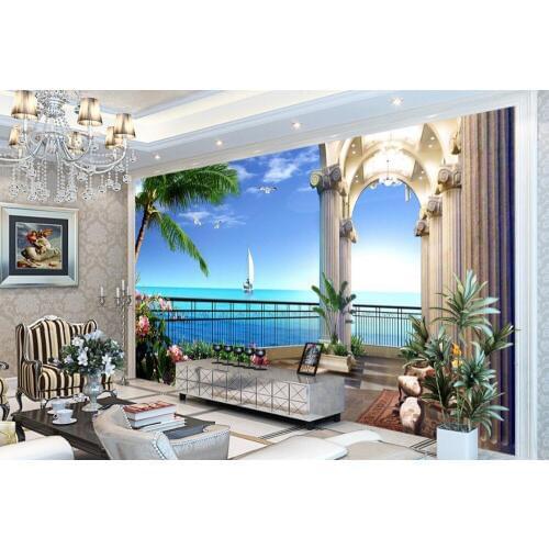 Beach 3D stereoscopic TV background wallpaper the living room bedroom 3d photo wallpaper Home Decoration