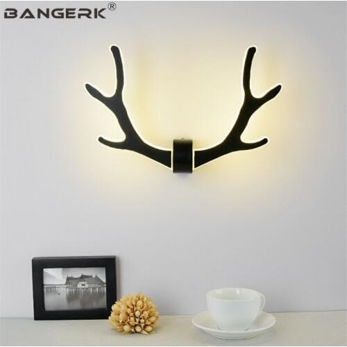 Simple Modern LED Wall Light For Home Bedroom Bedside Wall Lamp Sconce Loft Style Iron Antlers Decor Indoor Lighting Fixtures